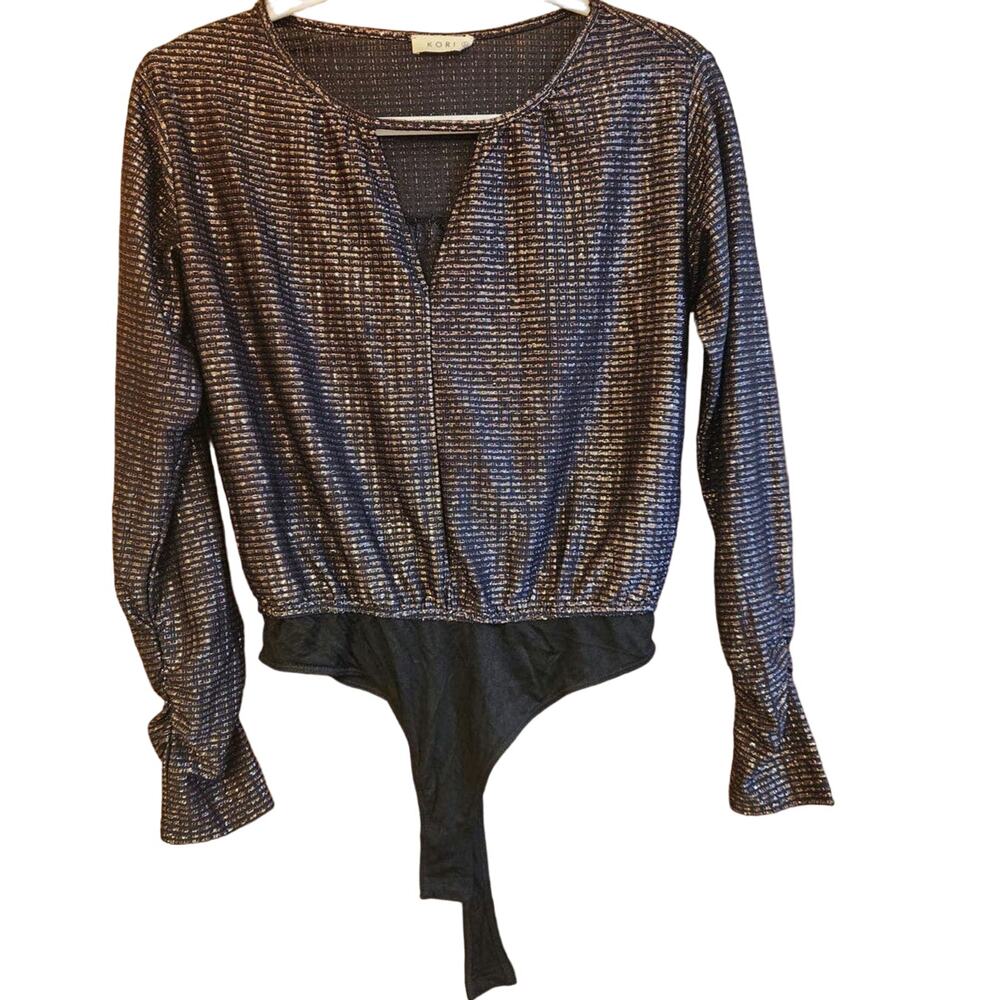 KORI metallic bodysuit gold & black size small